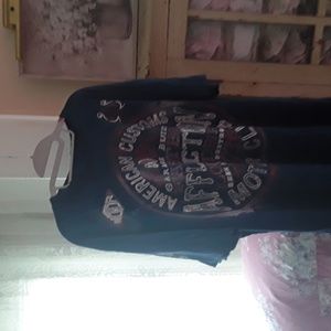 Affliction Mens XL Blue distressed tee shirt